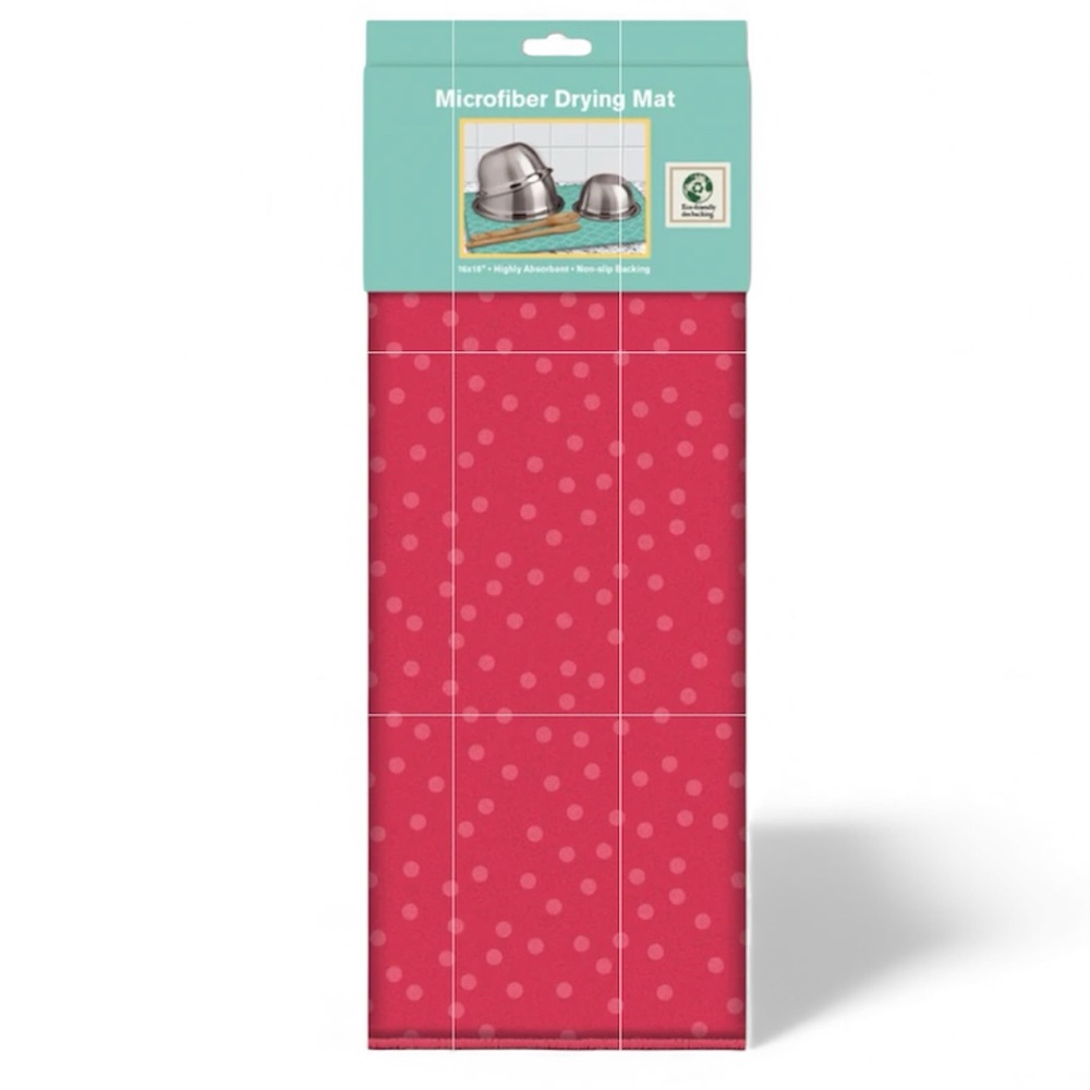Microfiber Drying Mat - Red Polka Dot